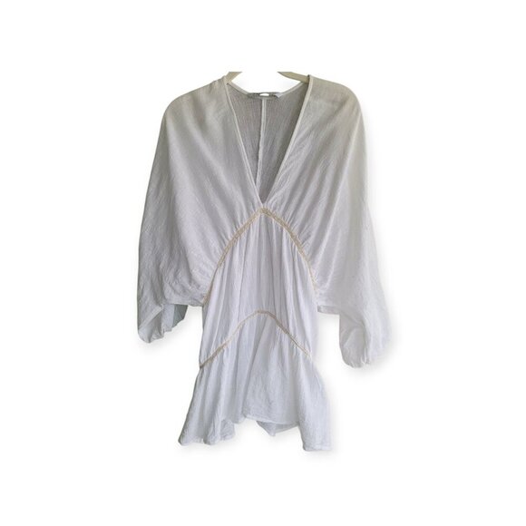 Zara Flowing Sheer Tunic Cream Tan, Extra Small - Picture 2 of 7